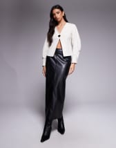 ONLY faux leather pleated maxi skirt in black