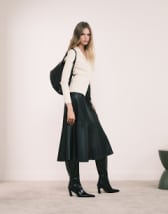 ONLY faux leather pleated maxi skirt in black