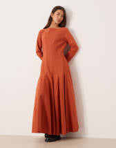 Topshop denim godet seamed midaxi dress in rich blue