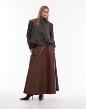 ONLY faux leather pleated maxi skirt in black