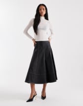 Mango shirt detailing maxi dress in brown stripes