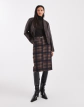 ONLY faux leather pleated maxi skirt in black