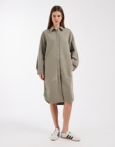 Mango shirt detailing maxi dress in brown stripes
