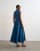 Topshop denim godet seamed midaxi dress in rich blue