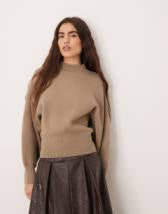 Mango shirt detailing maxi dress in brown stripes
