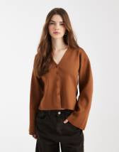 Mango shirt detailing maxi dress in brown stripes