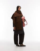 Mango shirt detailing maxi dress in brown stripes