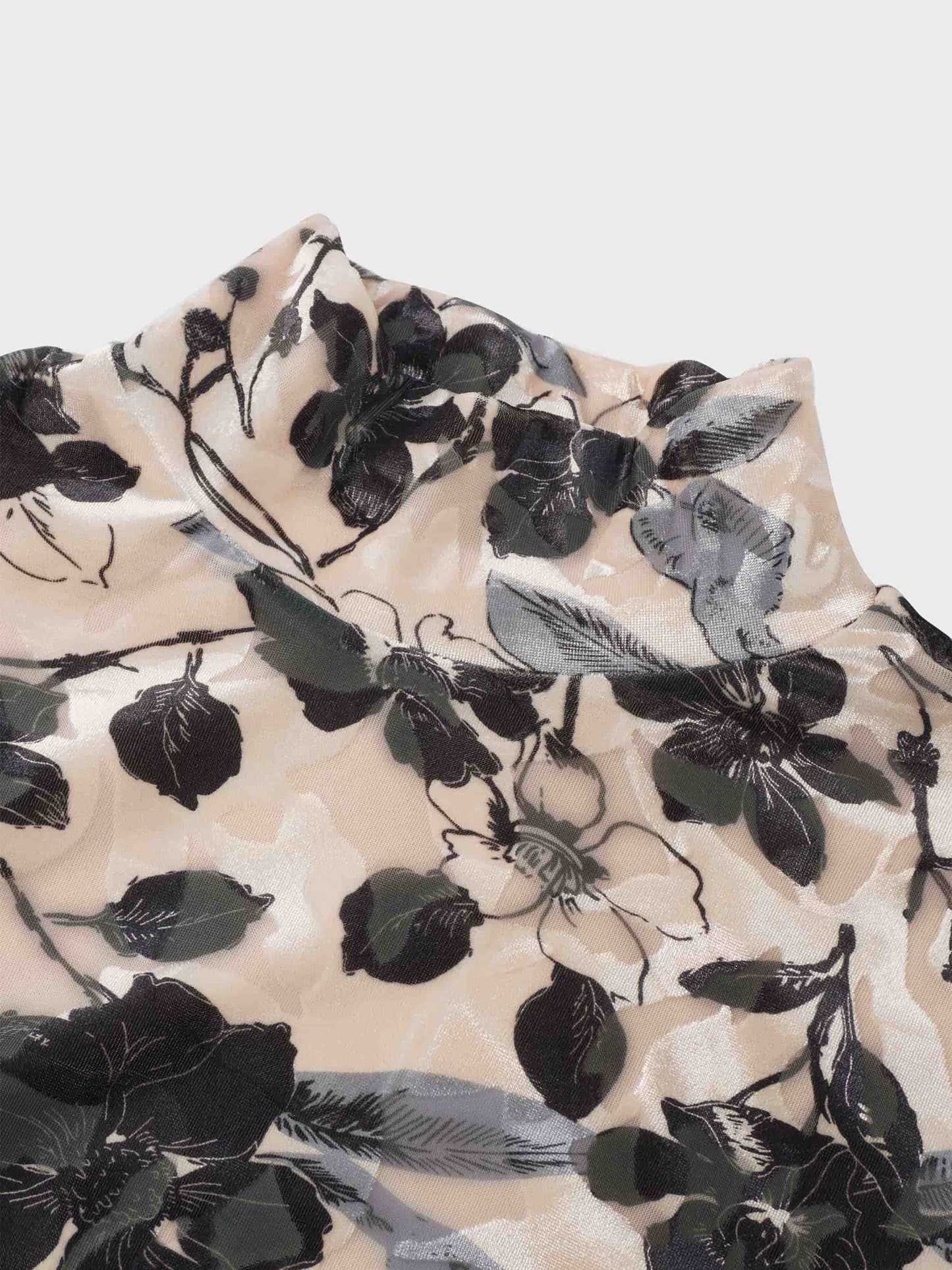 Velvet Printed Turtleneck-Floral