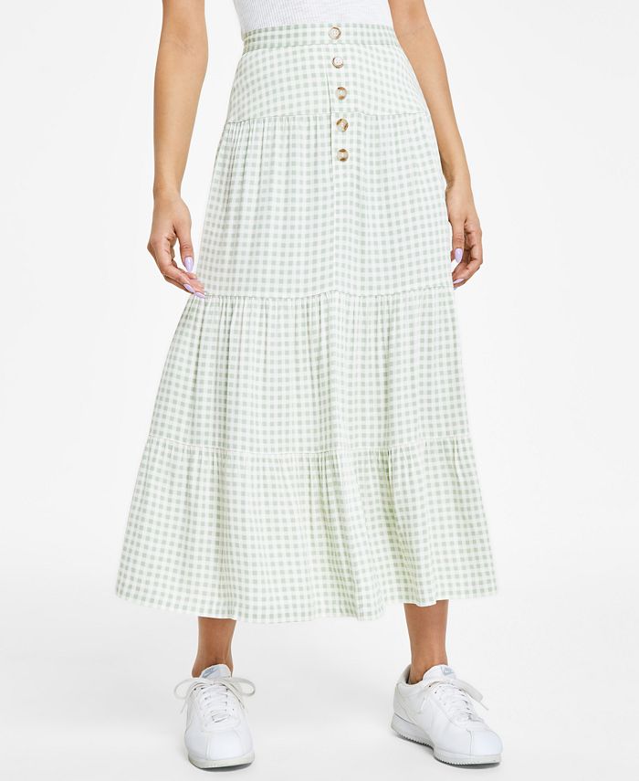 Celebrity Pink - Juniors' Gingham Tiered Midi Skirt