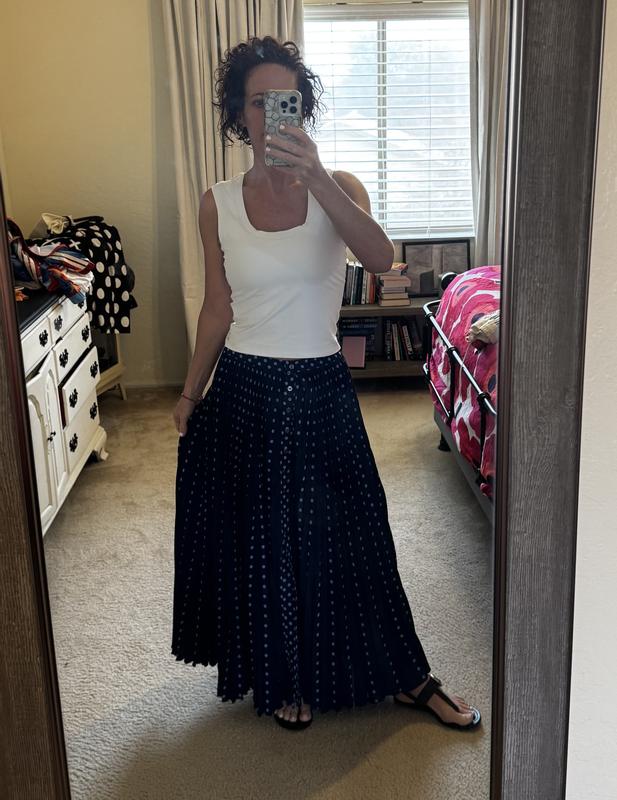 Anthropologie Maeve Pleated Button-Front Maxi Skirt