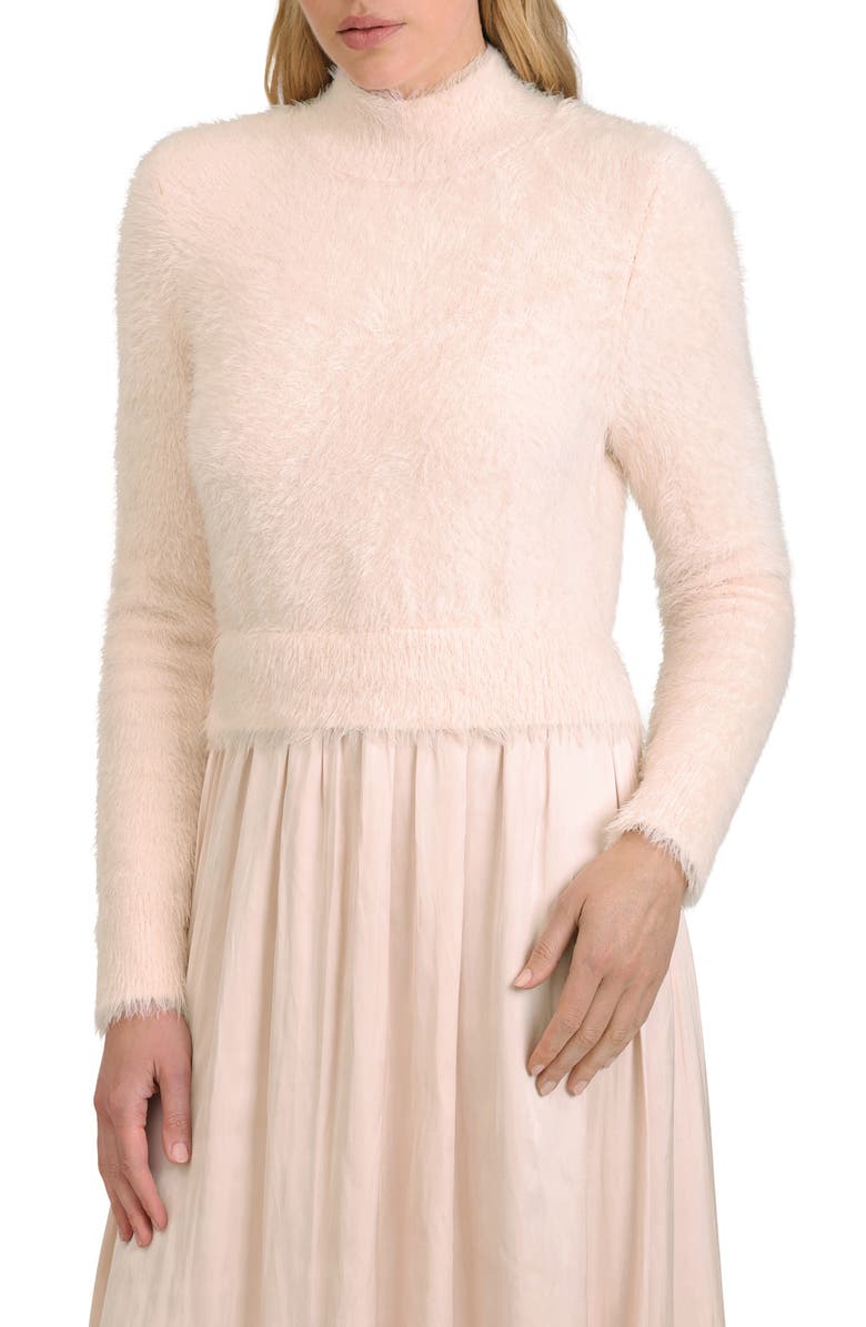 Avec Les Filles Long Sleeve Mixed Media Maxi Dress
