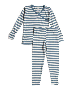 Kids 2pc Nautical Stripe Kimono Pajama Set