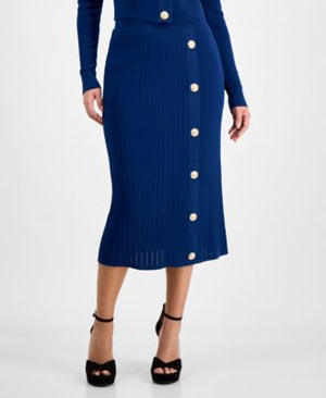 I.N.C. International Concepts Petite Match Set Button Skirt, Exclusively at Macy's