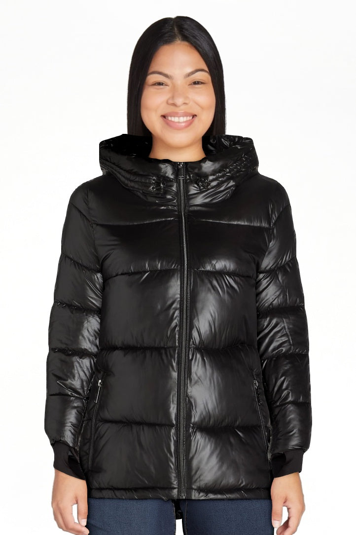 thumbnail image 1 of BCBG Paris Women's and Women's Plus Hooded Puffer Jacket, Heavyweight, Sizes S-3X, 1 of 8