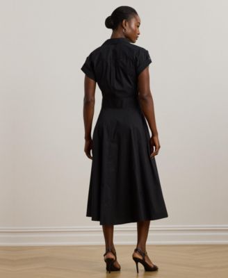 Macy's Lauren Ralph LaurenWomen's Buckle-Trim Cotton-Blend Shirtdress