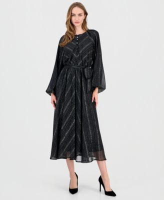 Macy's T TahariWomen's Long-Sleeve Fit & Flare Dress