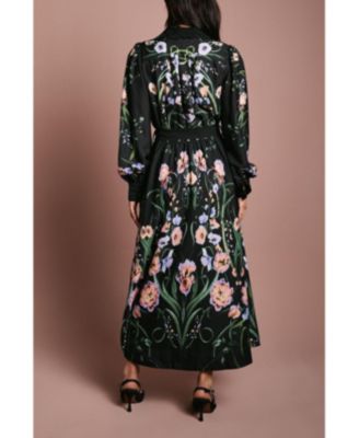 Macy's CoastWomen's Print Shirt Dress With Lace Trims