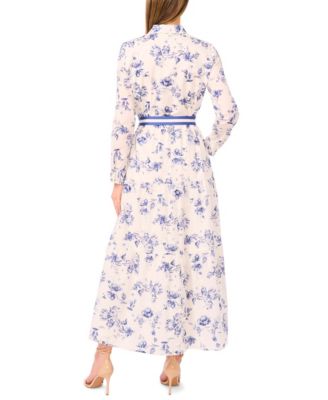 Macy's CeCeWomen's Long Sleeve Shirt Dress with Tie at Waist