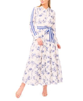 Macy's CeCeWomen's Long Sleeve Shirt Dress with Tie at Waist