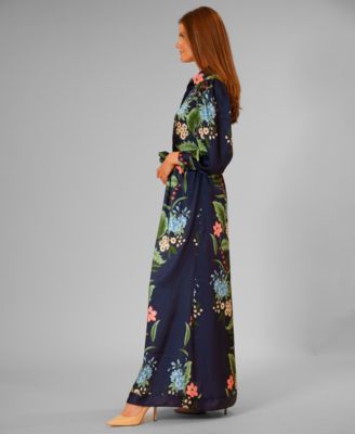 Macy's julia jordanWomen's Long-Sleeve Collared Maxi Shirt Dress