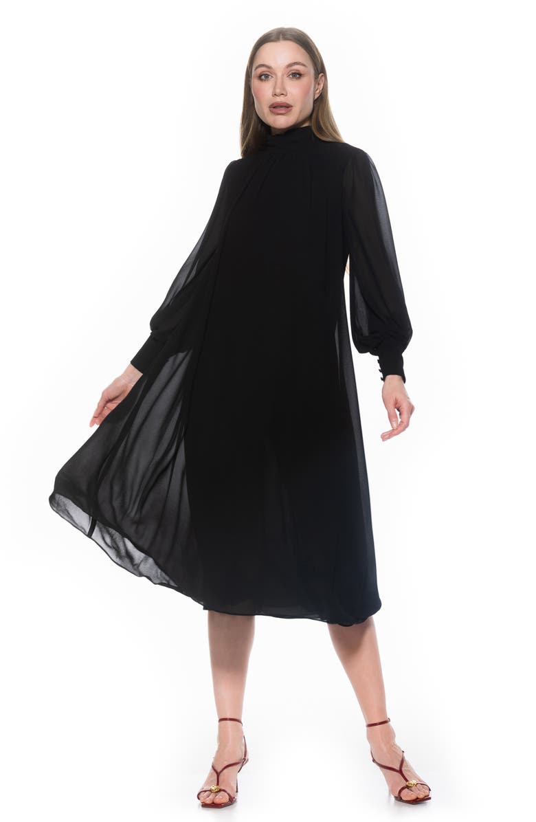 Alexia Admor Kehlani Long Sleeve Chiffon Midi Dress