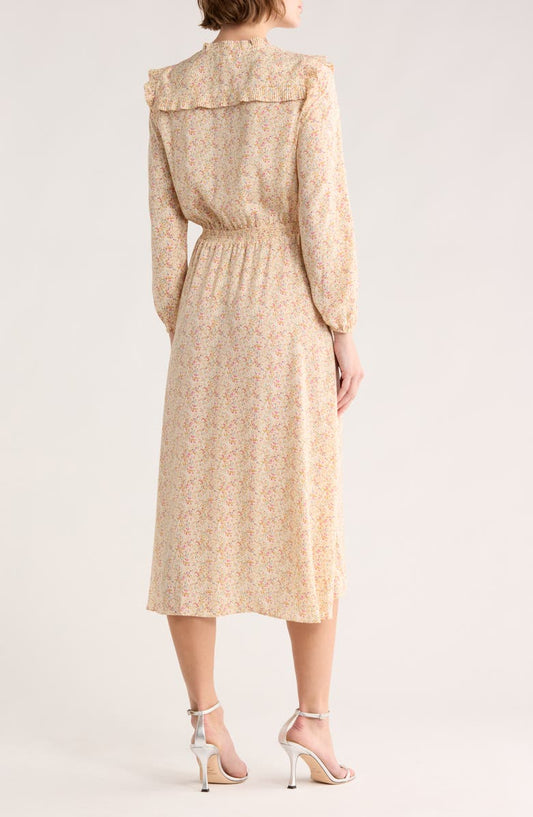 maje Ripletto Long Sleeve Midi Dress