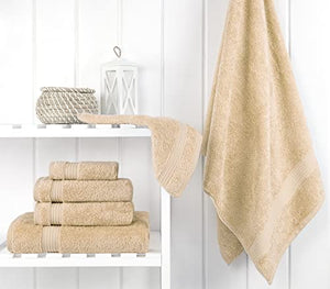 Cotton Paradise 6 Piece Towel Set, 100% Cotton Soft Absorbent Turkish Towels for Bathroom, 2 Bath Towels 2 Hand Towels 2 Washcloths, Beige Towel Set