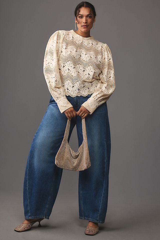 Anthropologie Dolan Left Coast Mock-Neck Lace Blouse