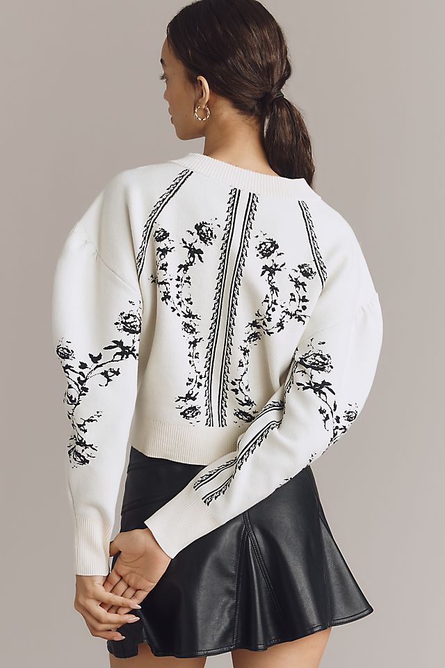 Anthropologie By Anthropologie Sculpted Puff-Sleeve Cardigan Sweater