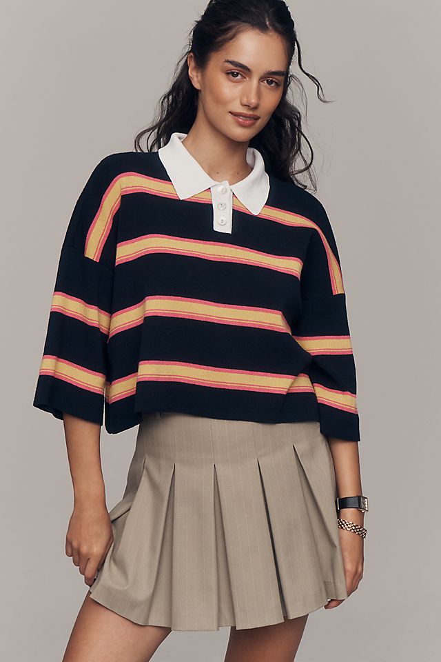 Anthropologie Maeve Crop Polo Shirt