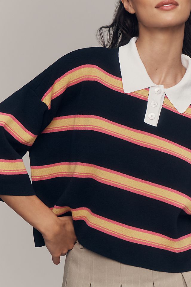 Anthropologie Maeve Crop Polo Shirt