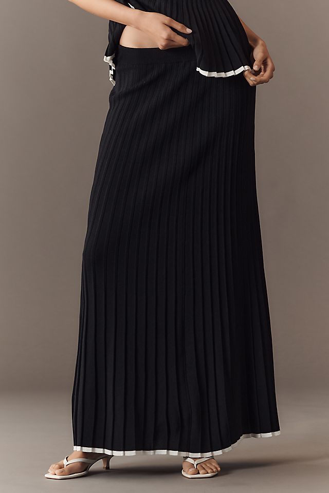 Anthropologie Endless Rose Pleated Knit Maxi Skirt