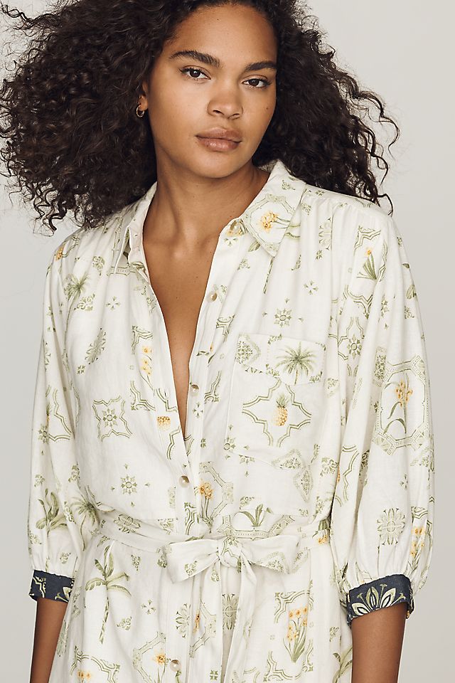 Anthropologie The Mona Linen Shirt Dress by Maeve