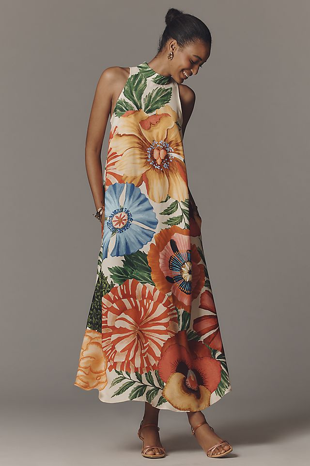 Anthropologie Farm Rio Halter Maxi Dress