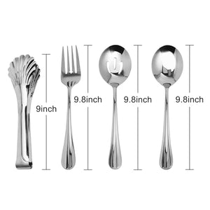 Serving Utensil Set,6-32piece Serving Utensil Set with Serving Spoons，Serving Forks，Serving Tongs Soup Ladle Catering Serving Utensils,Dishwasher Safe (9-9.8Inch-Serving Set-8pcs)