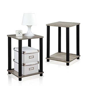 FURINNO Stylish End Table, French Oak Grey/Black,2-Pack (2-99800GYW)