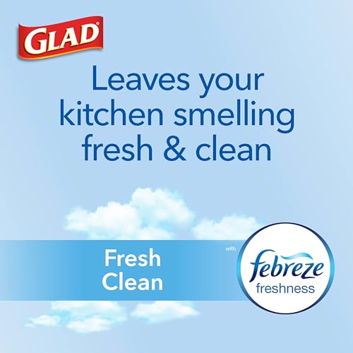 Glad Tall Kitchen Drawstring Trash Bags - Odorshield 13 Gallon White Trash Bag, Febreze Fresh Clean, 110 Count