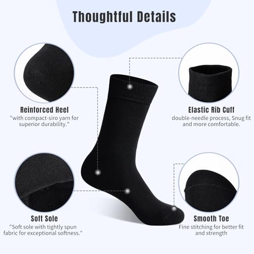 Men's Dress Socks, Classic Cotton Dress Socks for Mens, Lightweight Breathable Odor Free Mens Socks - 4/6 Pairs Pack