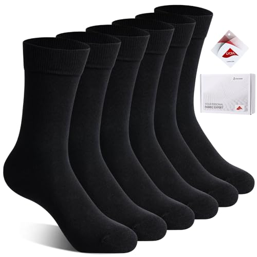 Men's Dress Socks, Classic Cotton Dress Socks for Mens, Lightweight Breathable Odor Free Mens Socks - 4/6 Pairs Pack