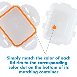 LOCK & LOCK Easy Essentials Color Mates Food Storage lids/Airtight containers, BPA Free, 14 Piece, Clear