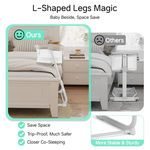 Amazon Cowiewie Bassinet Bedside Sleeper,Baby Bassinet Slides Over Bed,5-Position Height Adjustment & Breathable All-Mesh Wall Bedside Bassinet for Baby,Space-Saving Bedside Crib, Height(37.4-41.3"), Beige