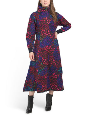 Leopard Mix Sweater Dress