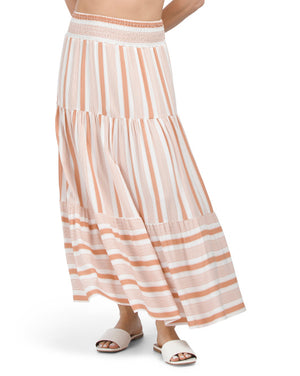 Stripe Tiered Maxi Skirt