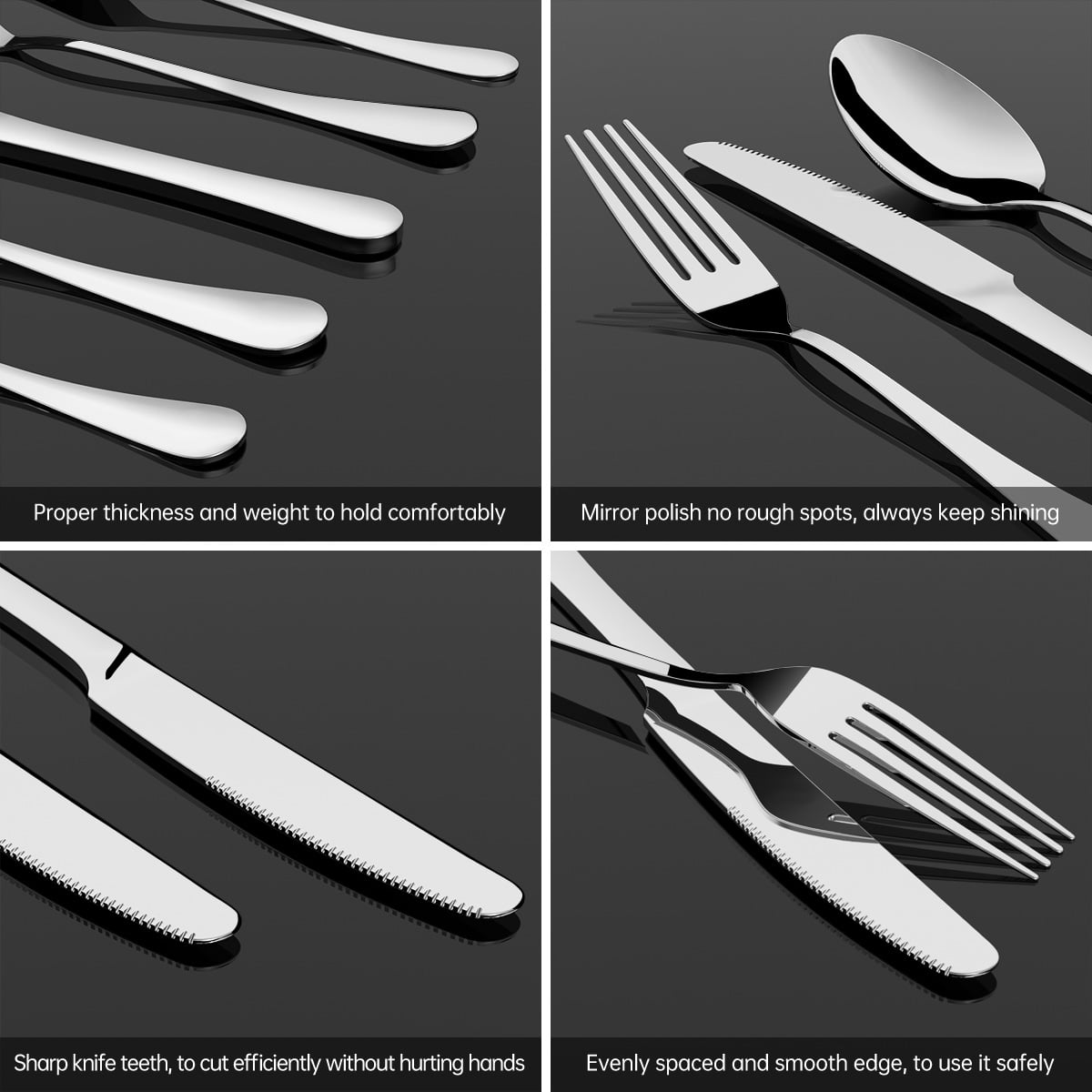 thumbnail image 5 of 45 Pieces Silverware Set, Stainless Steel Flatware Set Service for 9, Silver, 5 of 7