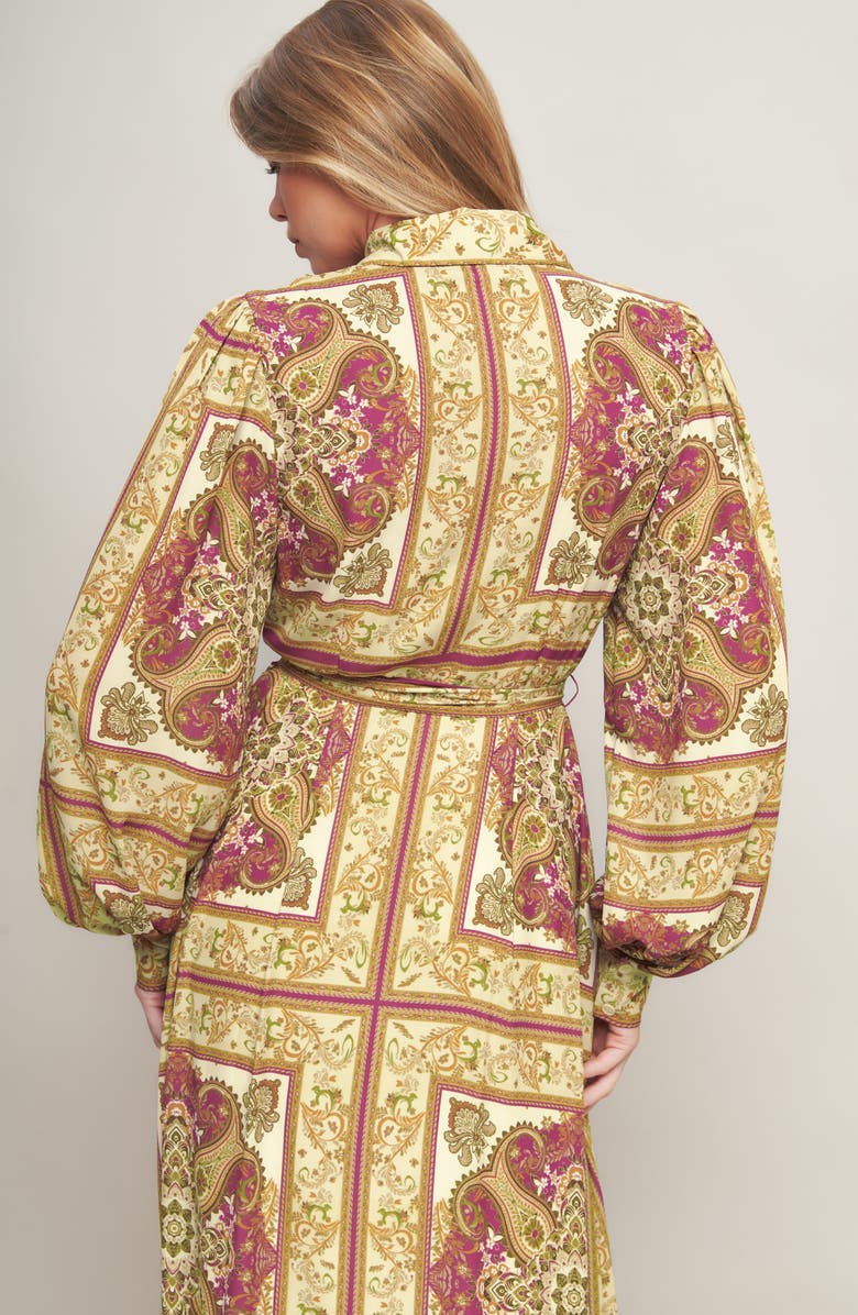 FLYING TOMATO Print Long Sleeve Maxi Dress