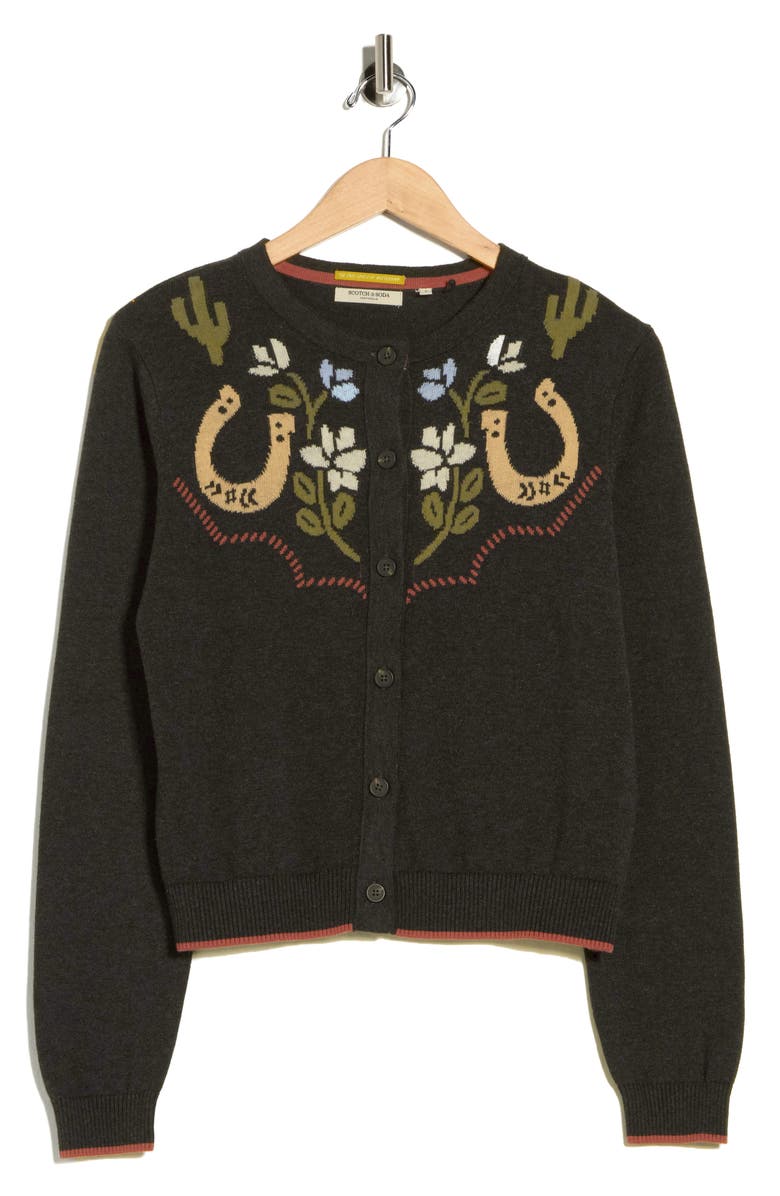 Scotch & Soda Floral Horseshoe Intarsia Crewneck Sweater
