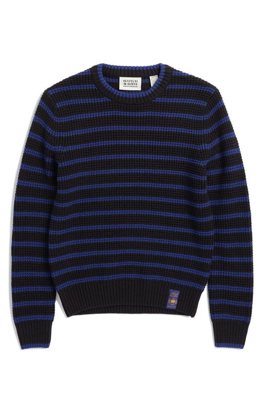Scotch & Soda Kids' Yarn Dye Stripe Crewneck Sweater