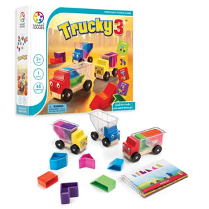 SmartGames Trucky 3 Wooden Skill-Building Puzzle Game Moving Trucks for Ages 3+