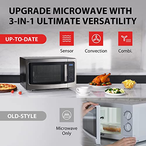 Toshiba EC042A5C-SS Microwave Oven with Convection Function, Smart Sensor, Easy-to-clean Stainless Steel Interior and ECO Mode, 1.5 Cu Ft, 1000W, Stainless Steel