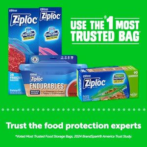 Ziploc XL Sandwich and Snack Bags with EasyGuide Texture, Plastic Storage Bags with Grip 'n Seal Technology, 90 Bags Total